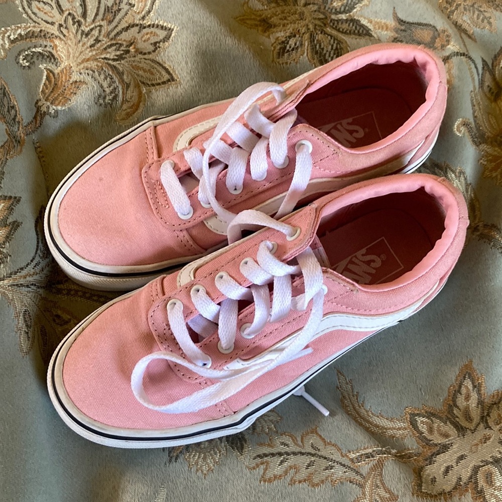 Vans Old Skool Off the Wall canvas powder pink white shoes size 1 girls